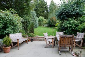 garden furniture in autumn